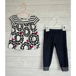 Baby girl Koala Baby short sleeve top/faux denim leggings Size 18 months